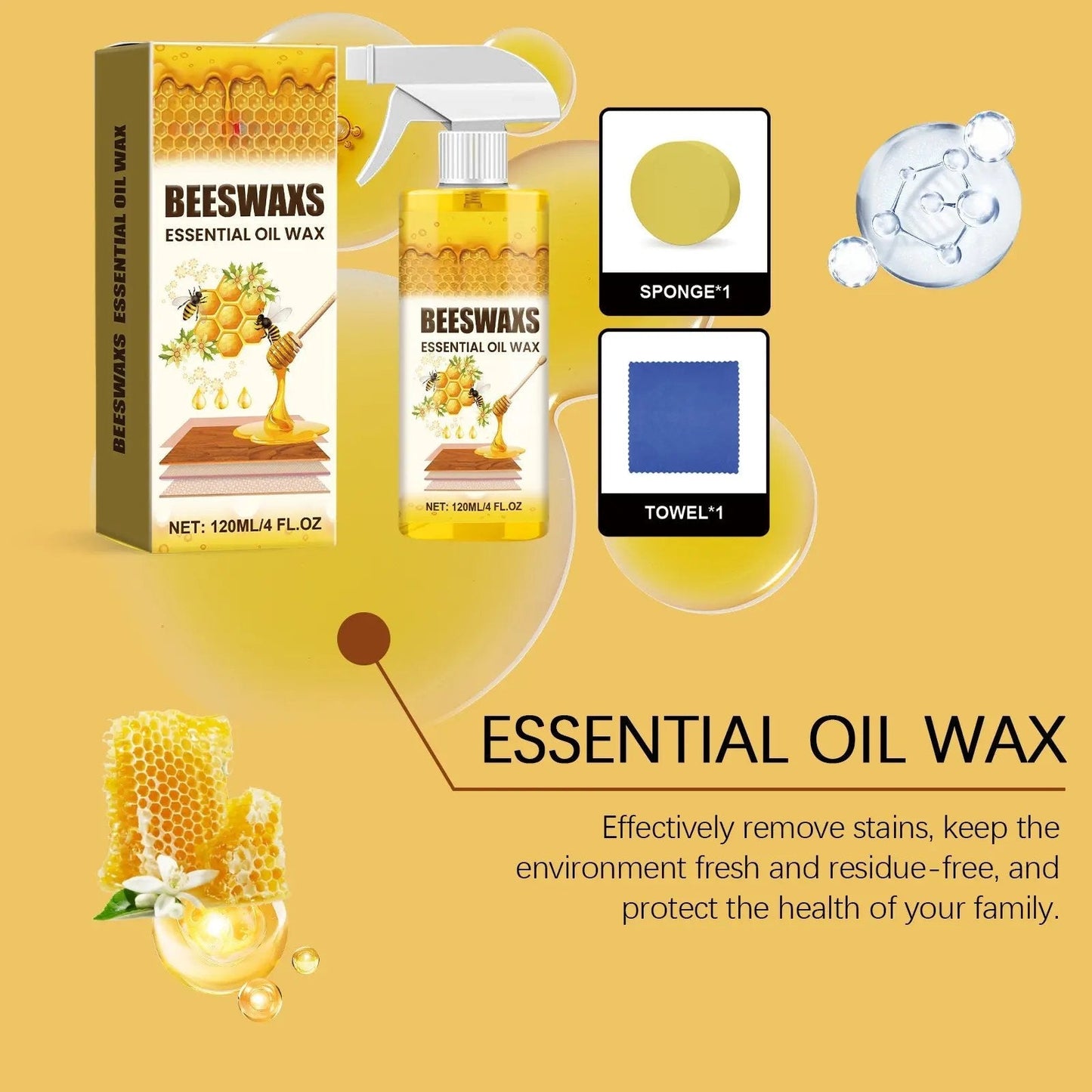 |🇺🇸 𝐎𝐟𝐟𝐢𝐜𝐢𝐚𝐥 𝐔𝐒 𝐒𝐭𝐨𝐫𝐞 | ✨Beeswax Wood Polish Spray 120ml | Natural Shine & Protection for Furniture, Floors, Cabinets – Non-Greasy, Anti-Dust Finish